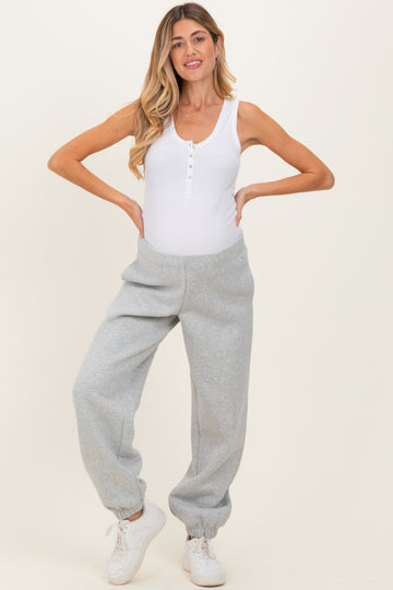 Heather Grey Fleece Maternity Sweatpants