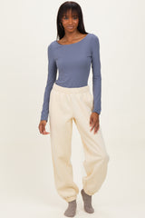 Cream Fleece Maternity Sweatpants