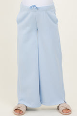 Light Blue Fleece Wide Leg Maternity Sweatpants