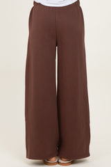 Brown Fleece Wide Leg Sweatpants