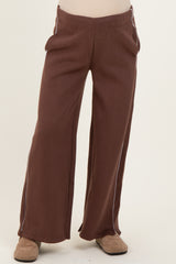 Brown Fleece Wide Leg Maternity Sweatpants