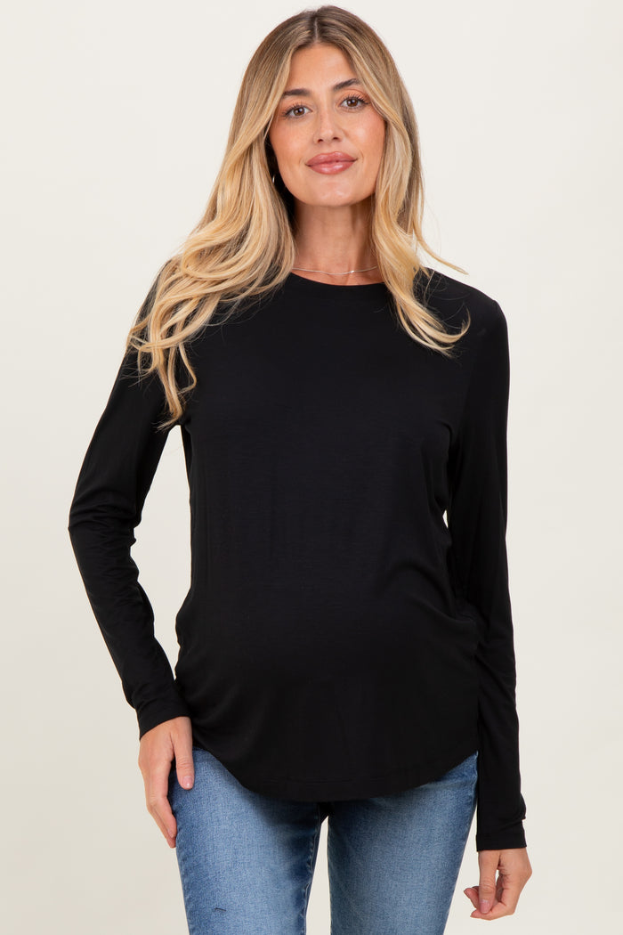 Black Long Sleeve Maternity Top
