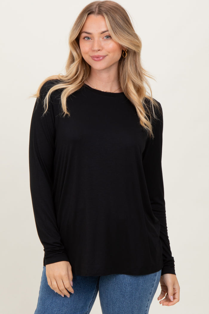 Black Long Sleeve Maternity Top