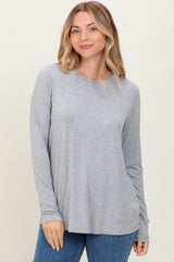 Heather Grey Long Sleeve Maternity Top