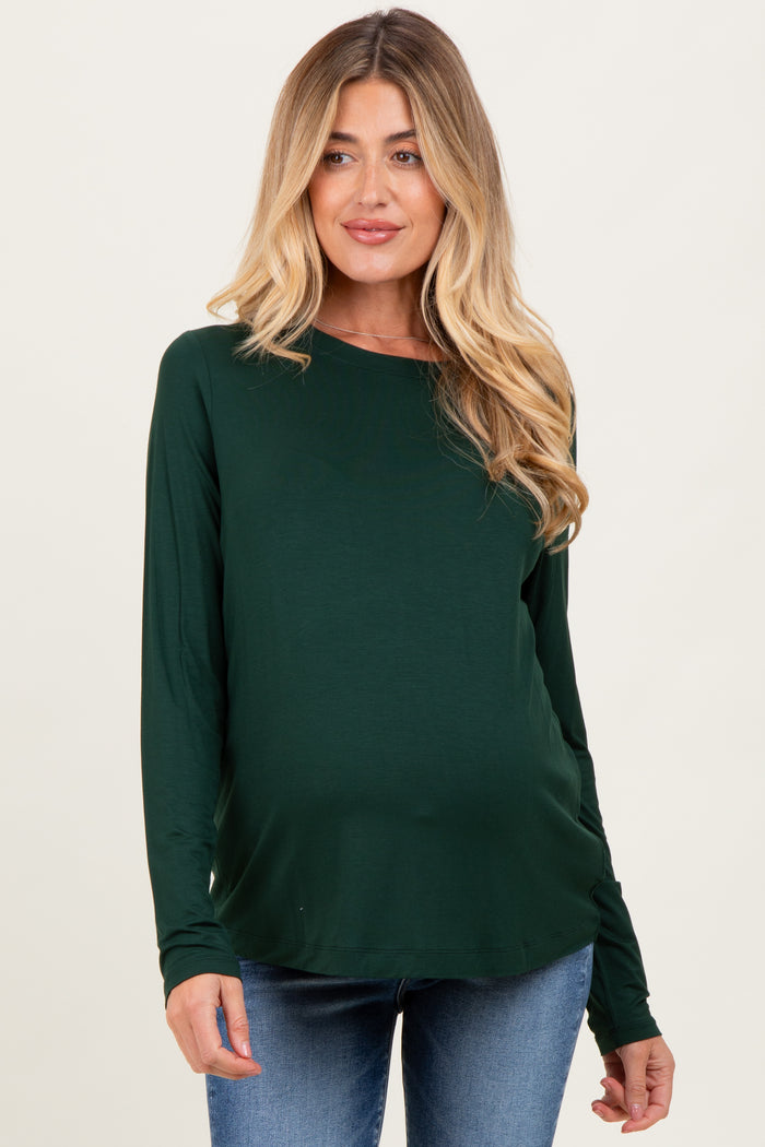 Forest Green Long Sleeve Maternity Top
