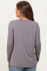 Grey Long Sleeve Maternity Top