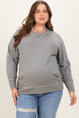 Vintage Wash French Terry Maternity Plus Pullover