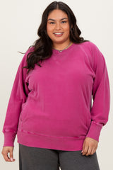 Fuchsia Vintage Wash French Terry Plus Pullover
