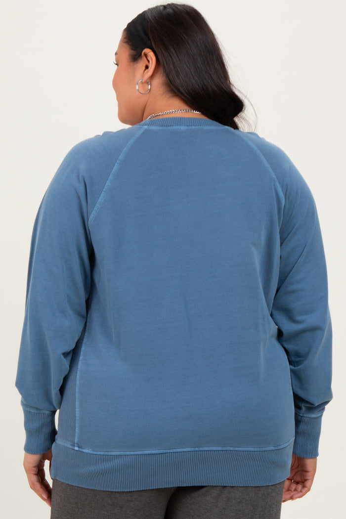 Blue Vintage Wash French Terry Plus Pullover