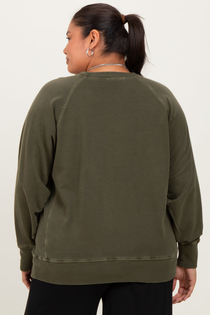Olive Vintage Wash French Terry Plus Pullover
