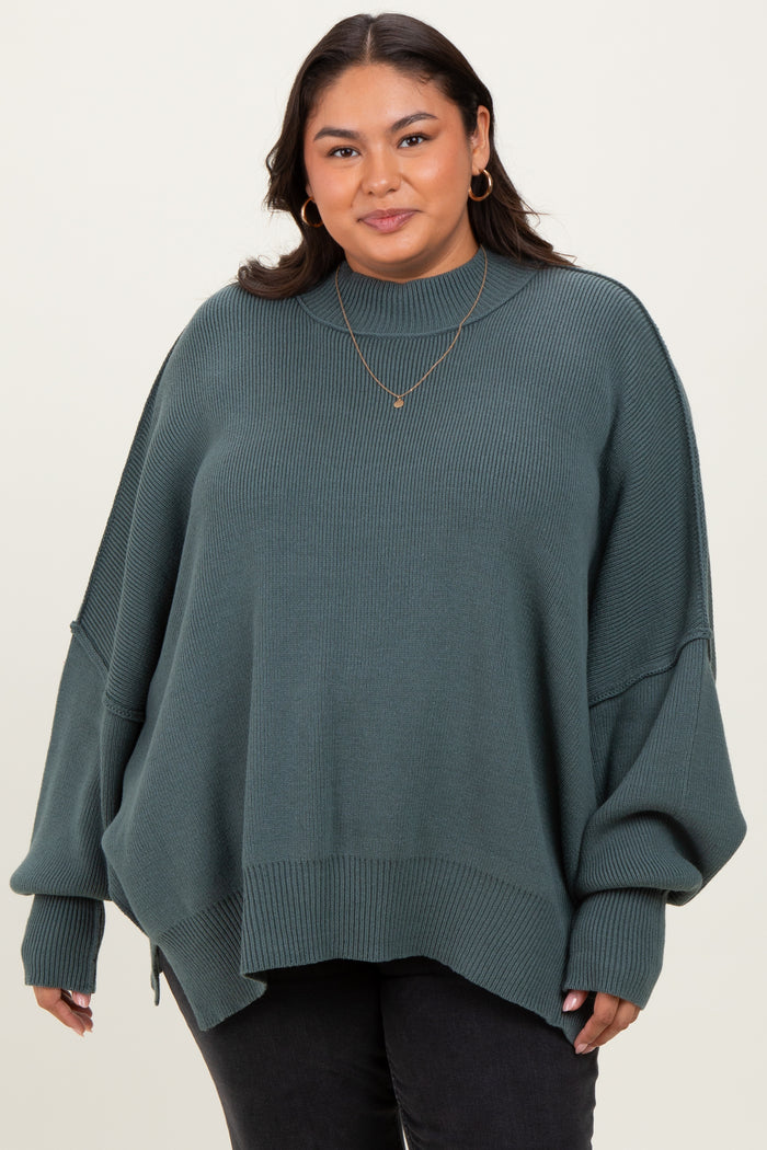 Jade Mock Neck Exposed Seam Maternity Sweater