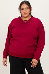 Burgundy Basic Fleece Crewneck Sweatshirt