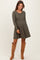 Olive Solid Ribbed Long Sleeve Crewneck Shirring Maternity Mini Dress