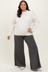 Cream Basic Fleece Crewneck Sweatshirt