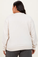 Cream Basic Fleece Crewneck Sweatshirt
