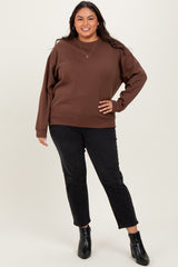 Brown Basic Fleece Crewneck Sweatshirt