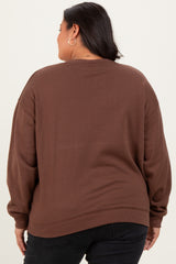 Brown Basic Fleece Crewneck Sweatshirt