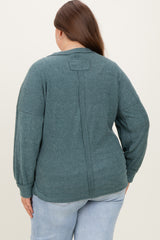 Emerald Green Brushed Ribbed Knit Maternity Plus Pullover
