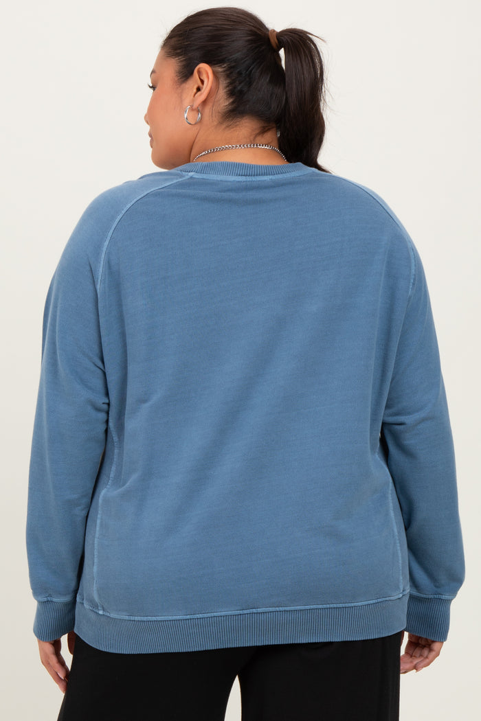 Blue French Terry Vintage Wash Plus Pullover