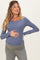 Blue Scoop Neck Long Sleeve Maternity Top