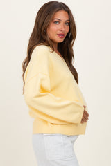 Light Yellow V-Neck Drop Shoulder Maternity Sweater