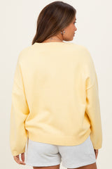 Light Yellow V-Neck Drop Shoulder Maternity Sweater