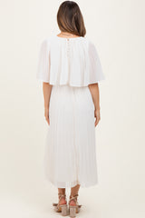 Cream Pleated Cape Maternity Midi Dress