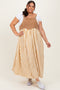 Camel Striped Colorblock Denim Contrast Plus Maxi Dress