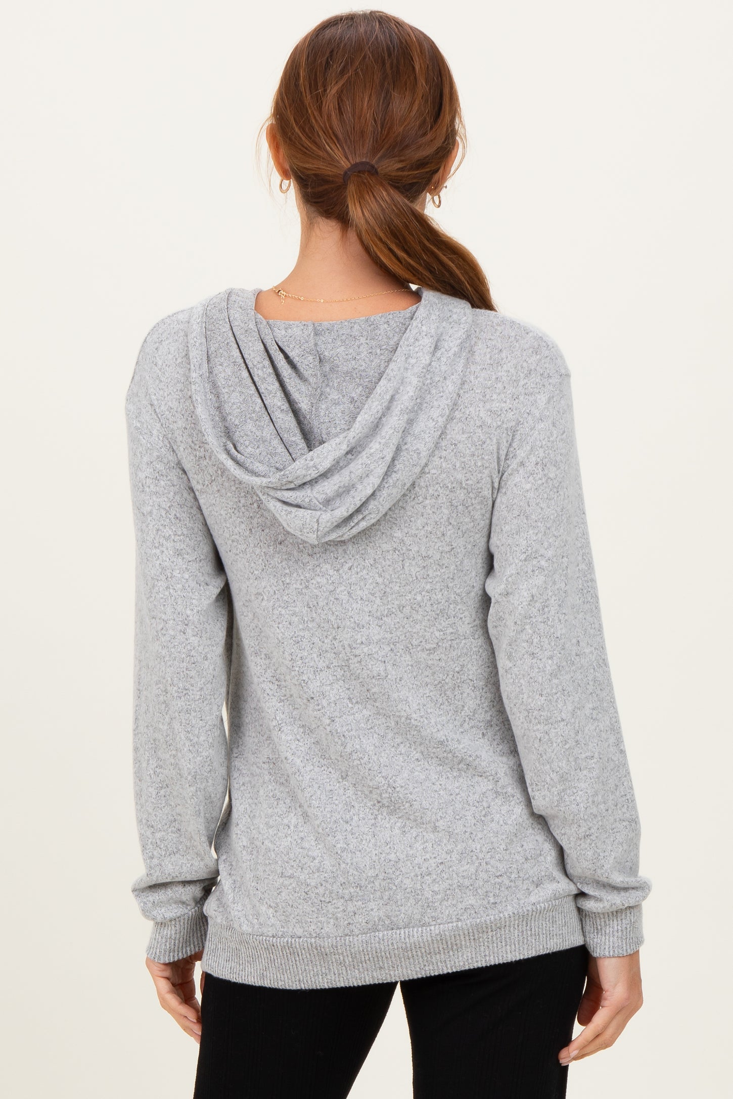 Heather Grey Double Layer Long Sleeve Nursing Hoodie