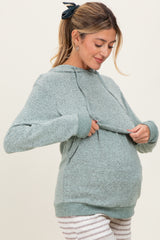 Mint Double Layer Long Sleeve Maternity Nursing Hoodie