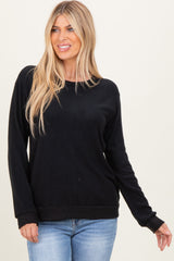 Black V-Neck Double Layer Nursing Pullover Top