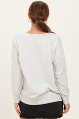 Heather Grey V-Neck Long Sleeve Pullover Top