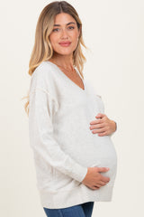Heather Grey V-Neck Long Sleeve Maternity Pullover Top