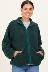 Forest Green Fleece Full Zip Maternity Jacket
