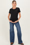 Navy Dark Wash Wide Leg Maternity Jeans