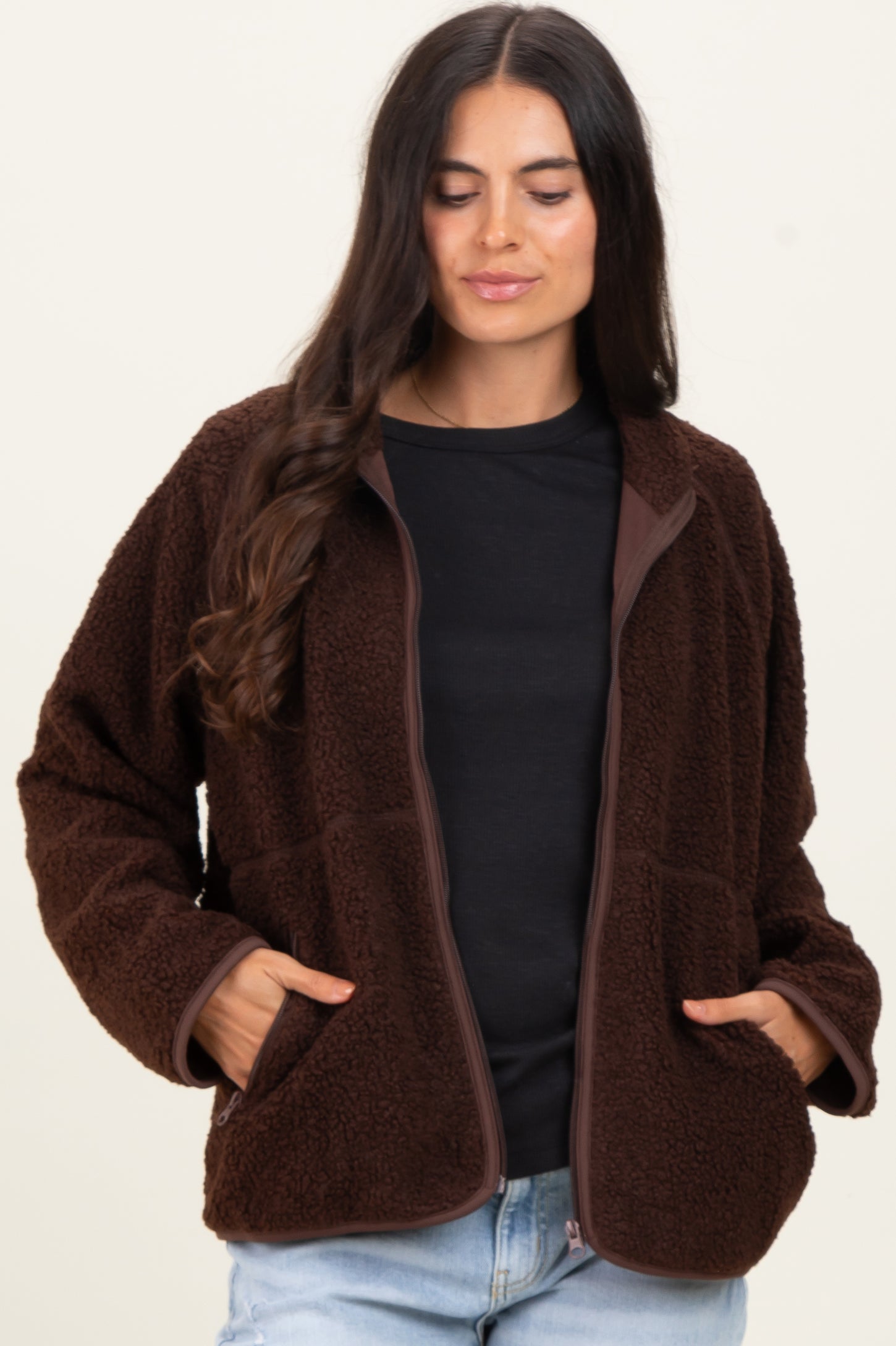 Brown Fleece Full Zip Jacket