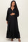 Black Solid Long Sleeve Button Down Tiered Collared Maternity Dress