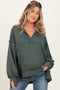 Olive Long Sleeve Reverse Stitch Collared Maternity Top