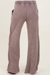Mocha Mineral Wash Waffle Knit Contrast Maternity Lounge Pants