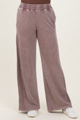 Mocha Mineral Wash Waffle Knit Contrast Lounge Pants