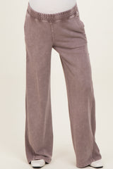Mocha Mineral Wash Waffle Knit Contrast Maternity Lounge Pants