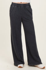 Black Mineral Wash Waffle Knit Contrast Lounge Pants