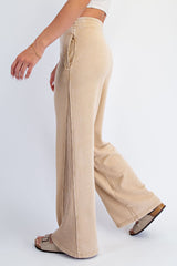 Light Camel Mineral Wash Waffle Knit Contrast Lounge Pants