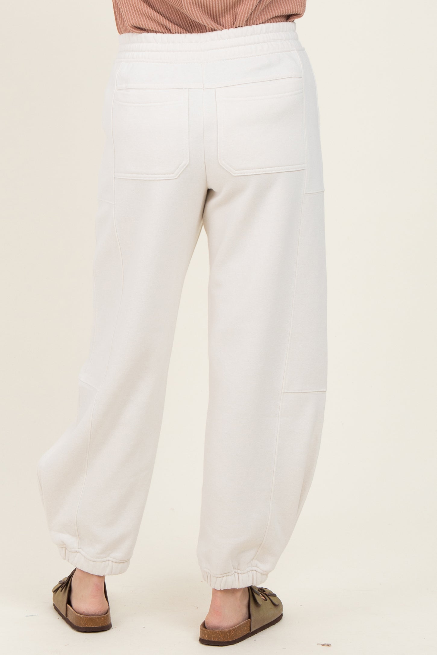Ivory Multi Seam Fleece Sweatpants