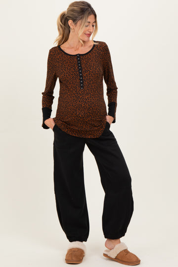 Black Multi Seam Fleece Maternity Sweatpants