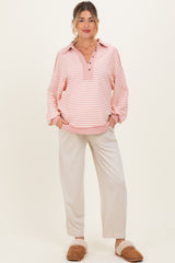 Cream Mineral Wash Pleated Maternity Lounge Pants