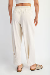 Cream Mineral Wash Pleated Lounge Pants
