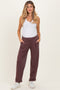 Burgundy Mineral Wash Pleated Maternity Lounge Pants