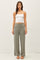 Olive Ribbed Knit Foldover Waist Pants