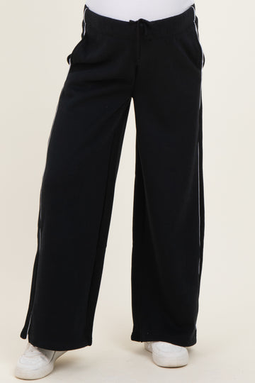 Black Fleece Wide Leg Maternity Sweatpants